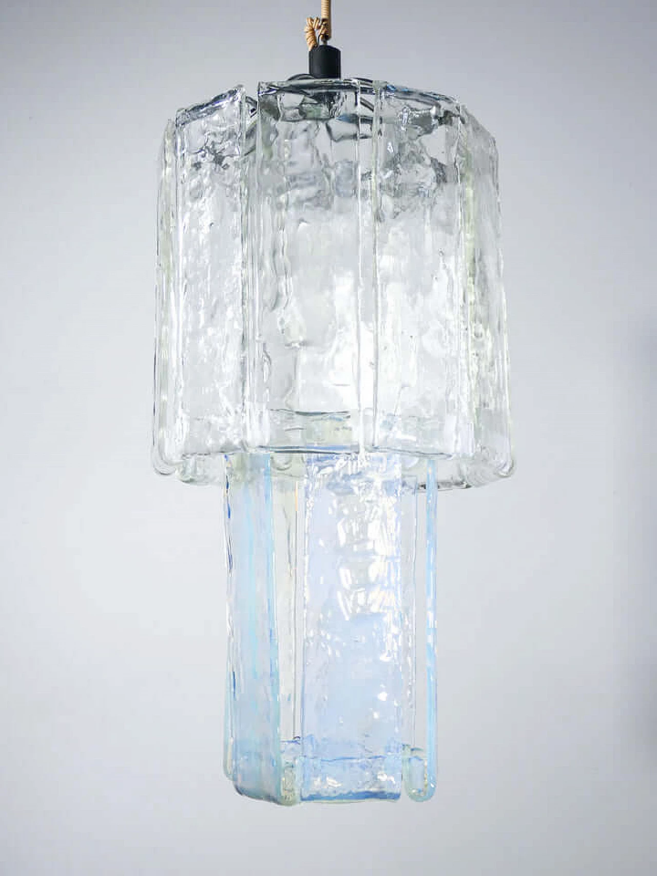 Transparent and iridescent blown glass chandelier by F.lli Toso, 1970s 3