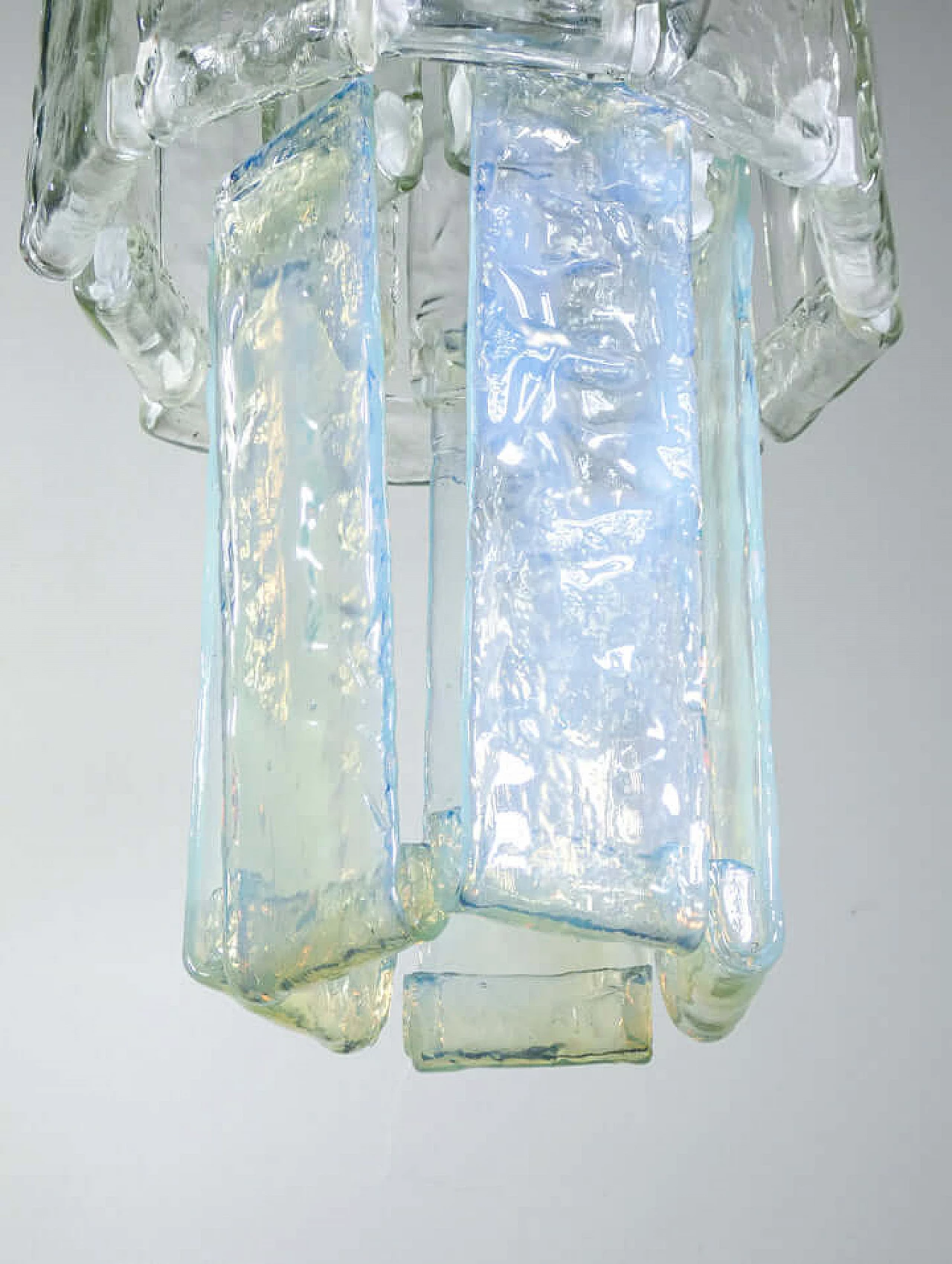 Lampadario in vetro soffiato trasparente e iridescente di F.lli Toso, anni '70 6
