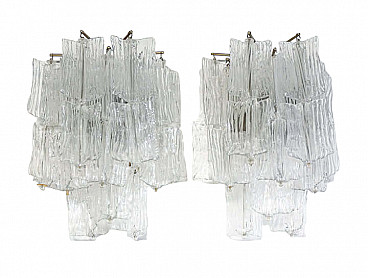 Pair of transparent glass wall lights by Toni Zuccheri for Venini, 1960s