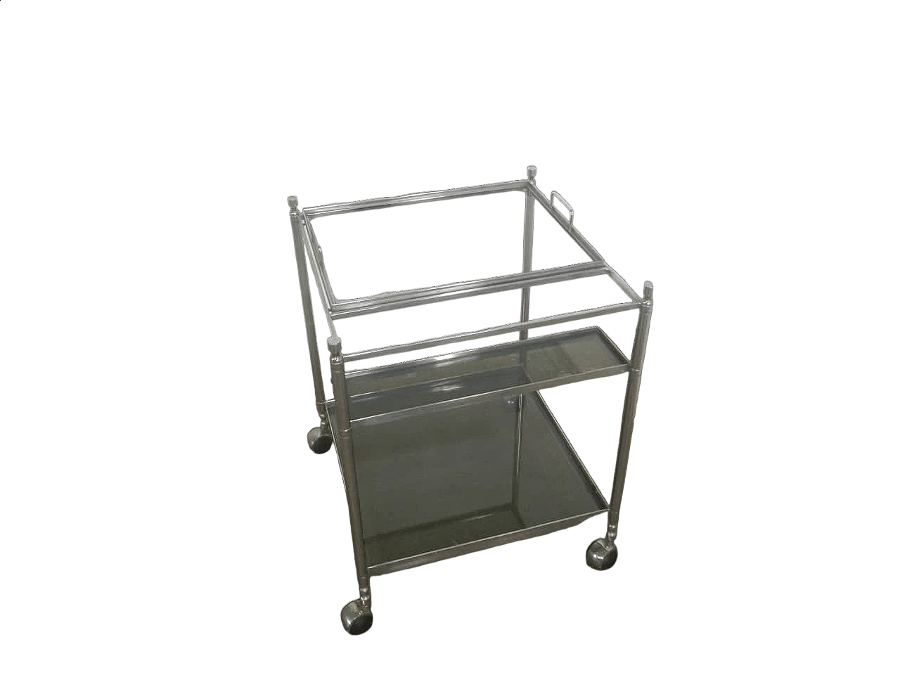 Carrello in metallo e vetro con portabottiglie, anni '60 10