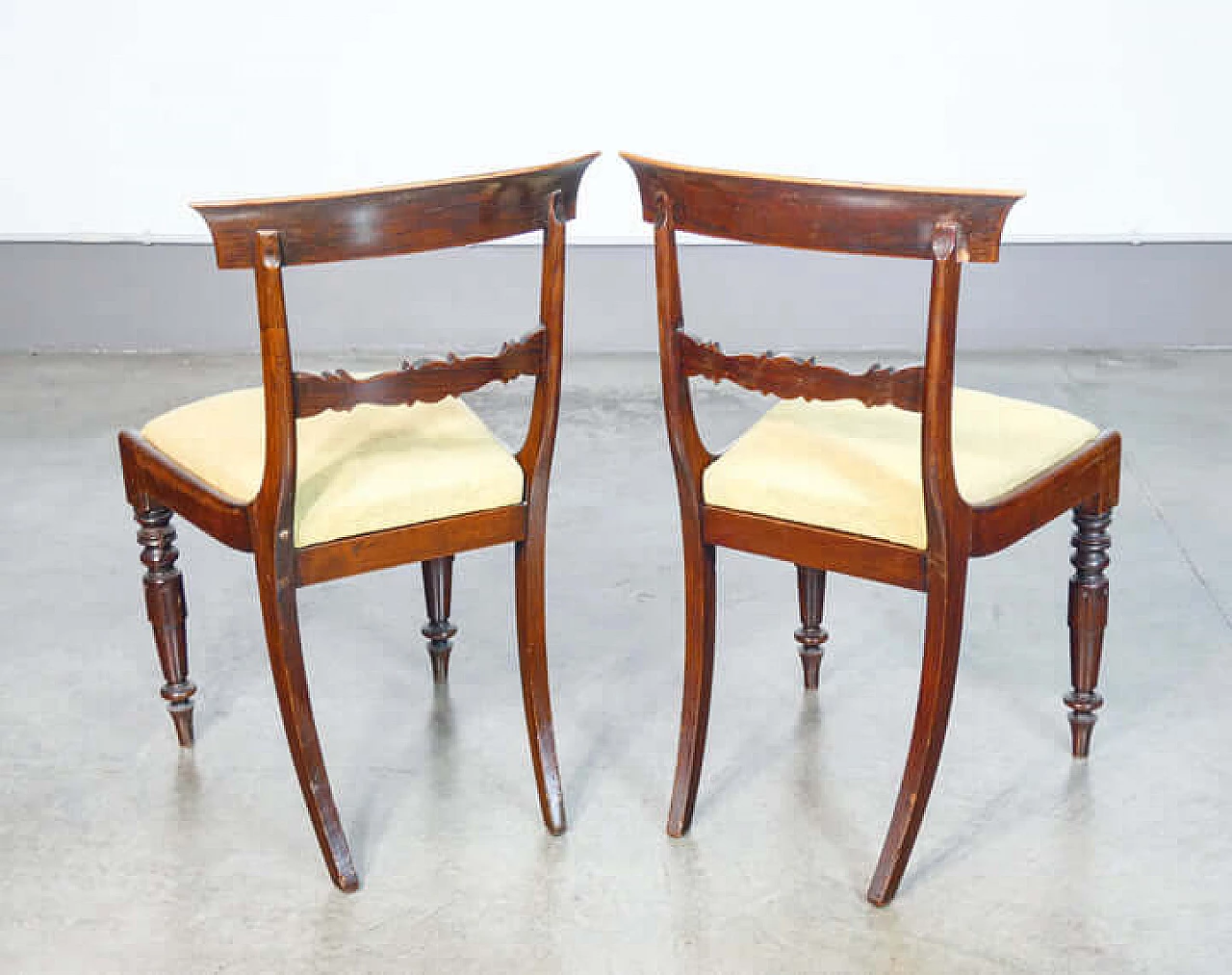 8 Directoire chairs in solid beech and fabric, early 19th century 7