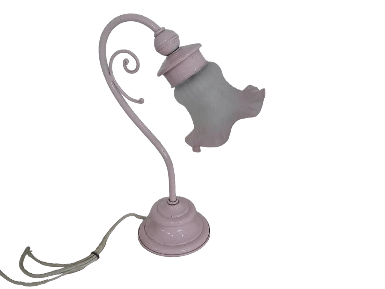 White and pink glass table lamp, 1970s 9