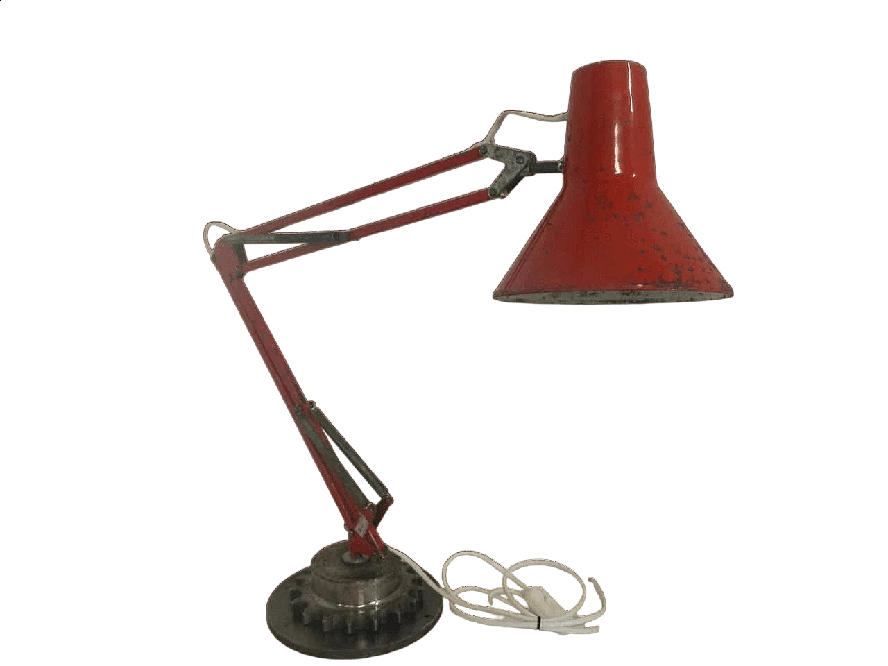 Lampada da tavolo LB Den Mark in metallo rosso e bianco, anni '60 9