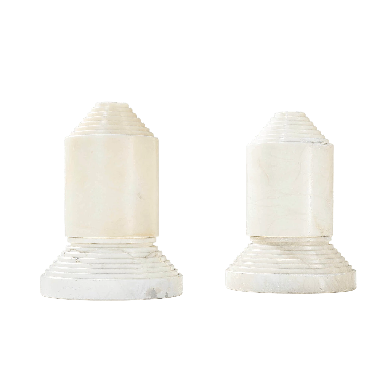 Pair of white marble table lamps by Sergio Asti, 1970s 6