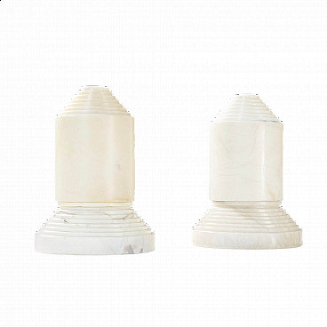 Coppia di lampade da tavolo in marmo bianco di Sergio Asti, anni '70