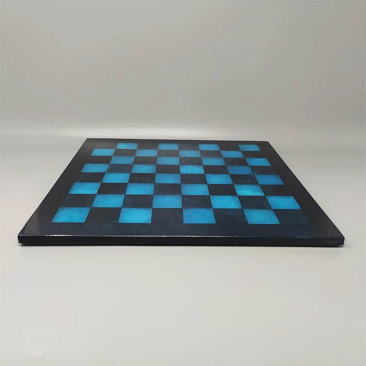 Scacchi in alabastro di Volterra blu e nero fatto a mano, anni '70 5