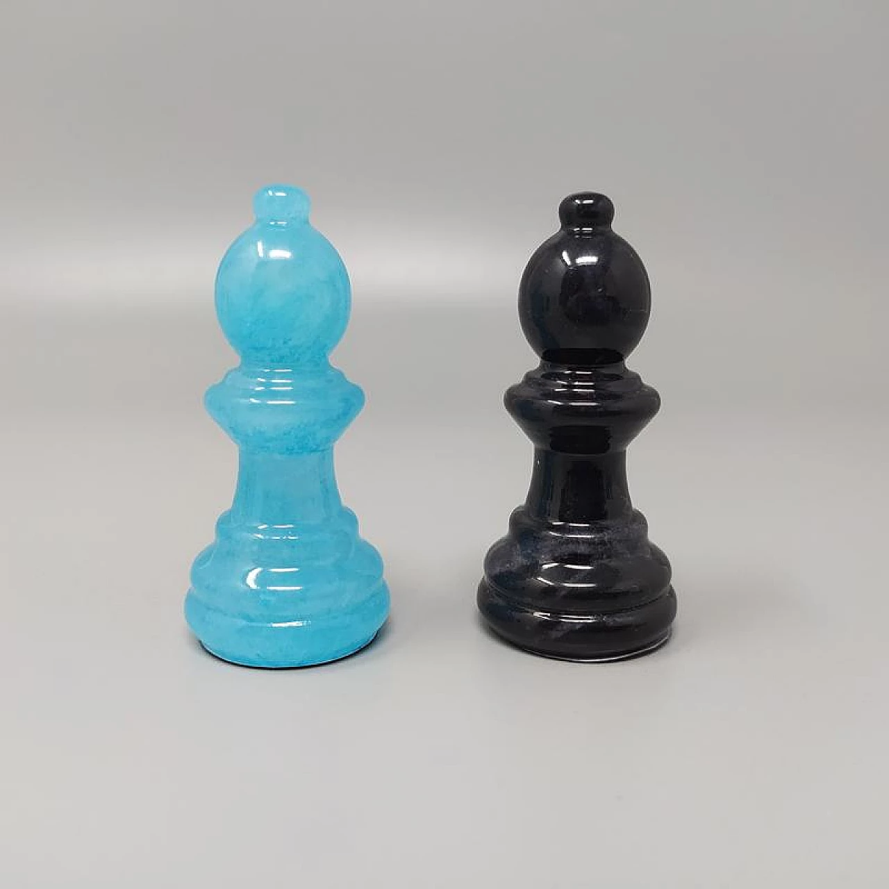 Chess in handmade blue and black Volterra alabaster, 1970s 8