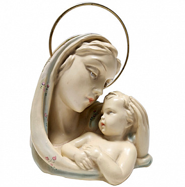 Arturo Pannunzio, Madonna and Child, ceramic and brass sculpture, 1940s
