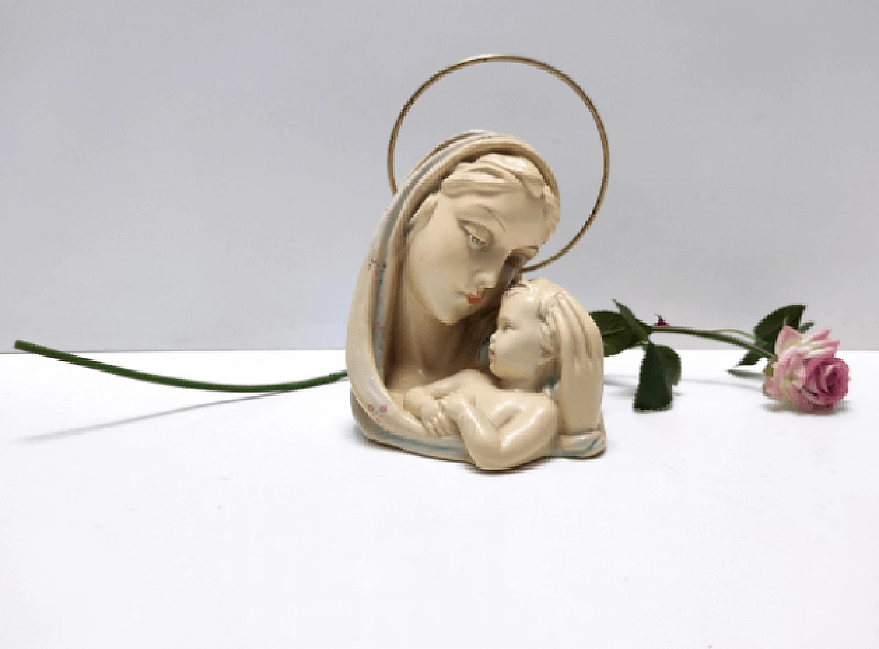 Arturo Pannunzio, Madonna and Child, ceramic and brass sculpture, 1940s 2