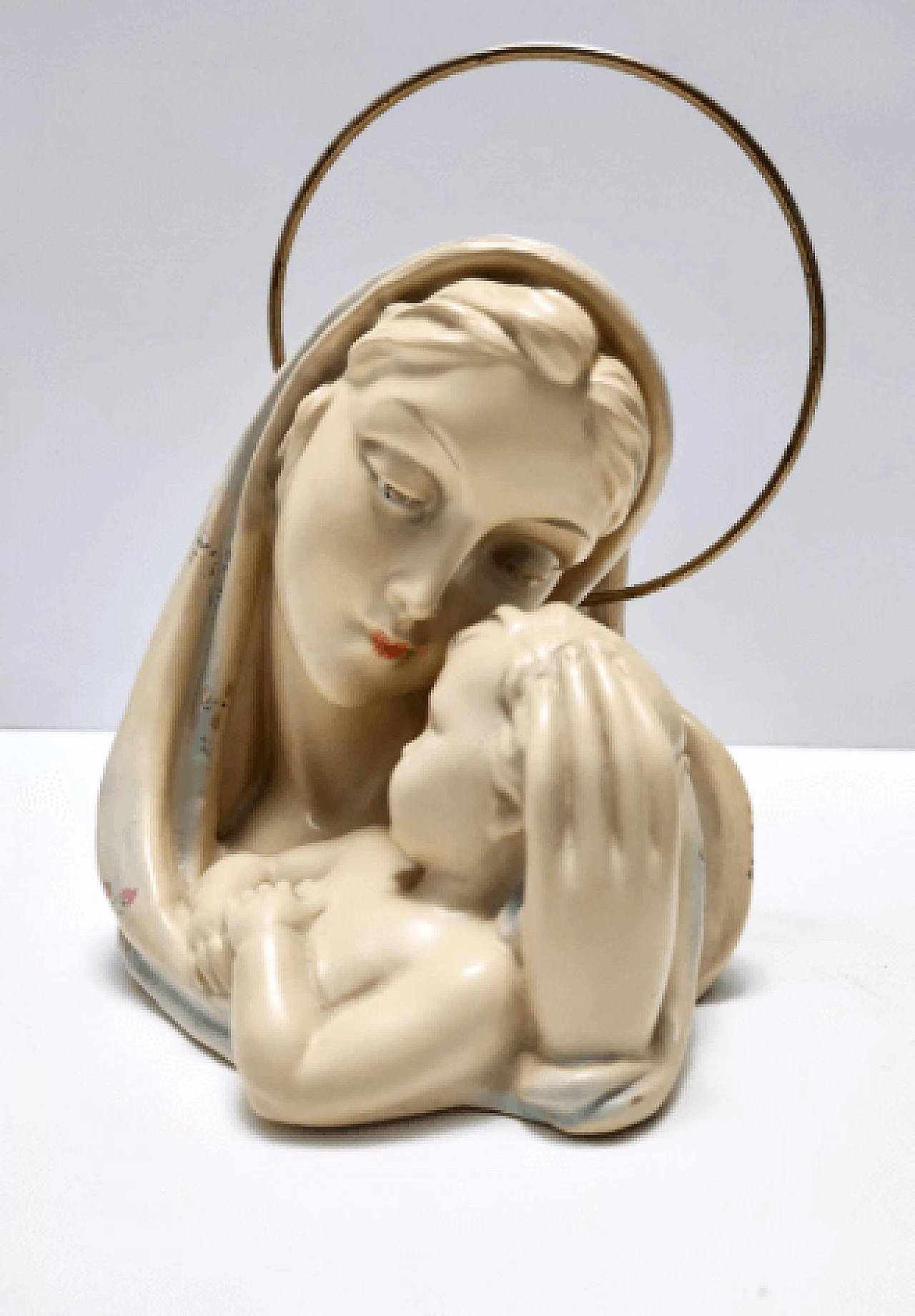 Arturo Pannunzio, Madonna and Child, ceramic and brass sculpture, 1940s 3