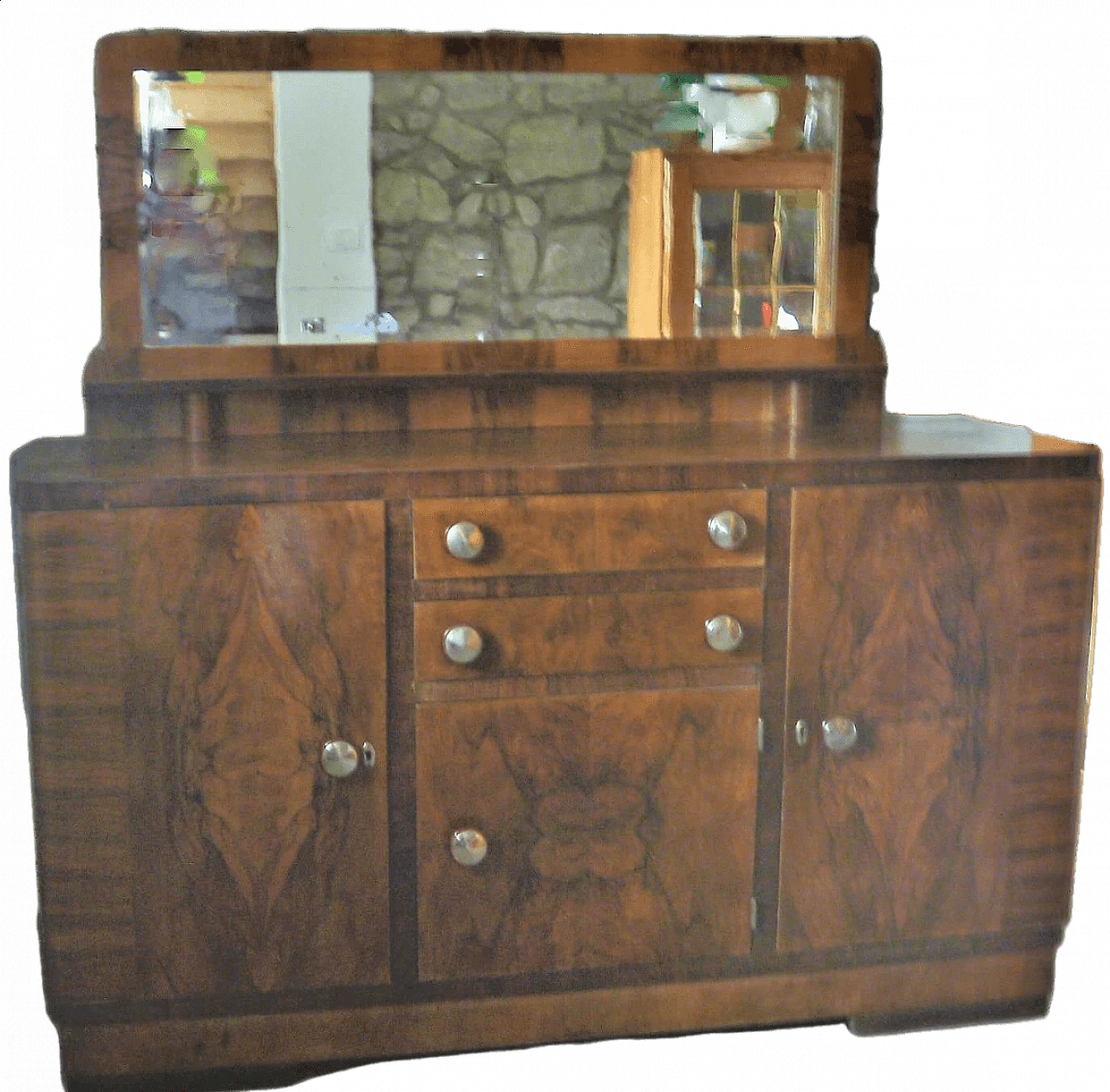 Art Deco sideboard in burl and Makassar ebony with mirror, 1940s 23