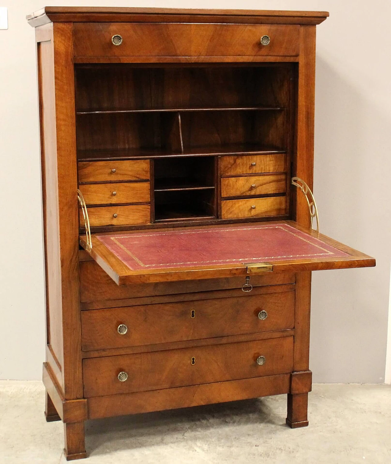 Empire solid walnut and walnut paneled secrétaire, early 19th century 10