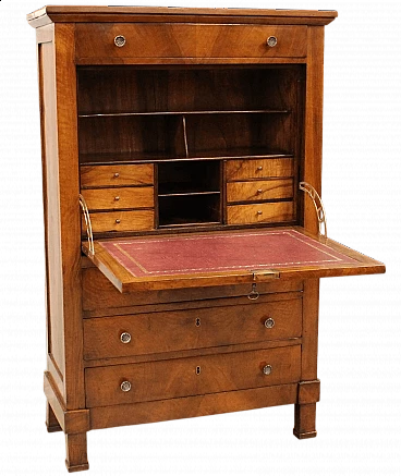Secrétaire Impero in noce massello e lastronato noce, inizio '800