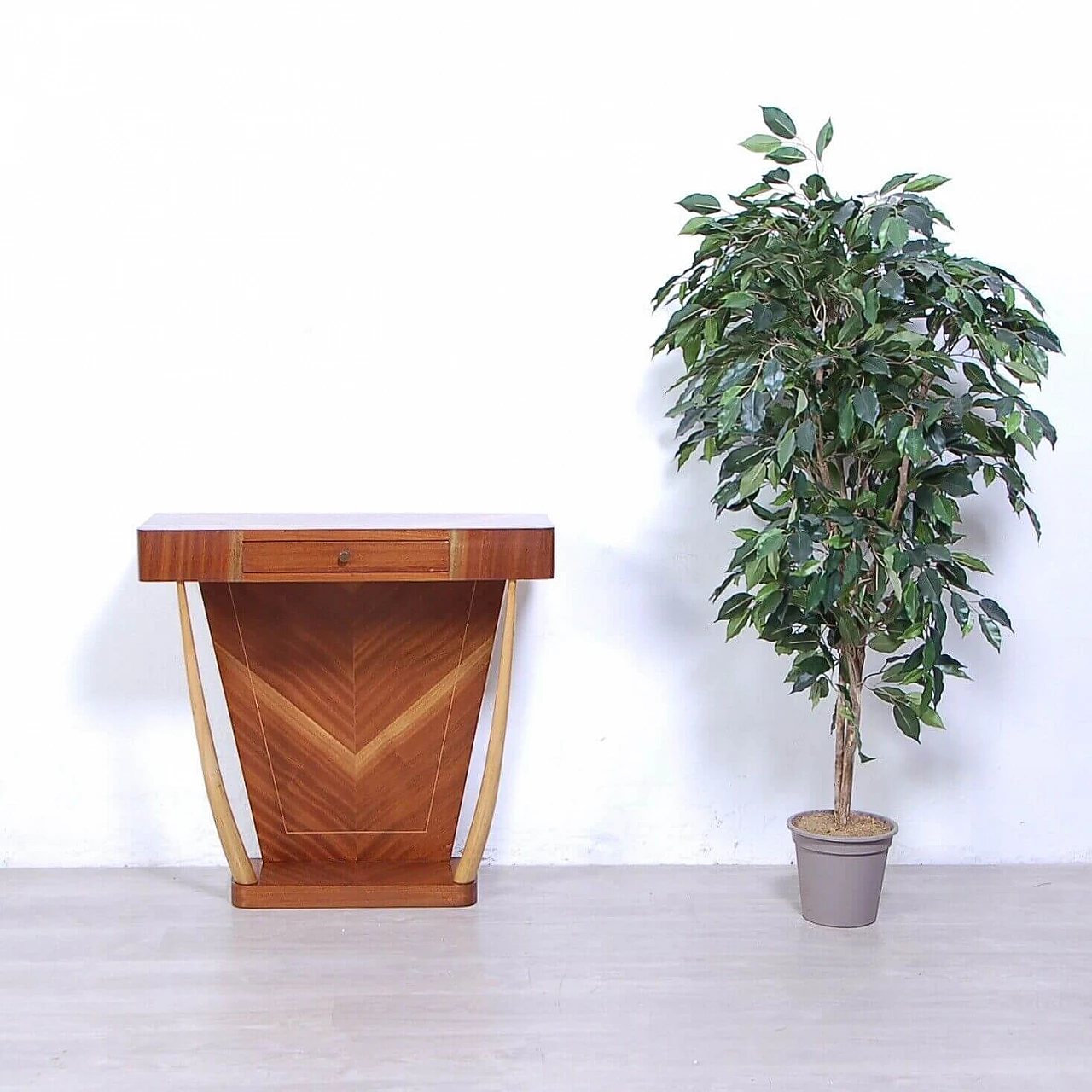 Veneered wood console in the style of Paolo Buffa, 1950s 1