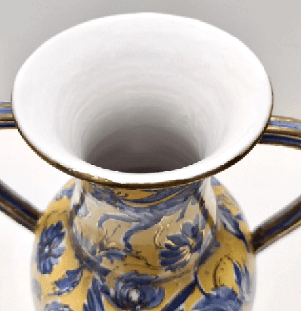 Yellow and blue ceramic amphora vase by Zulimo Aretini, 1950s 6