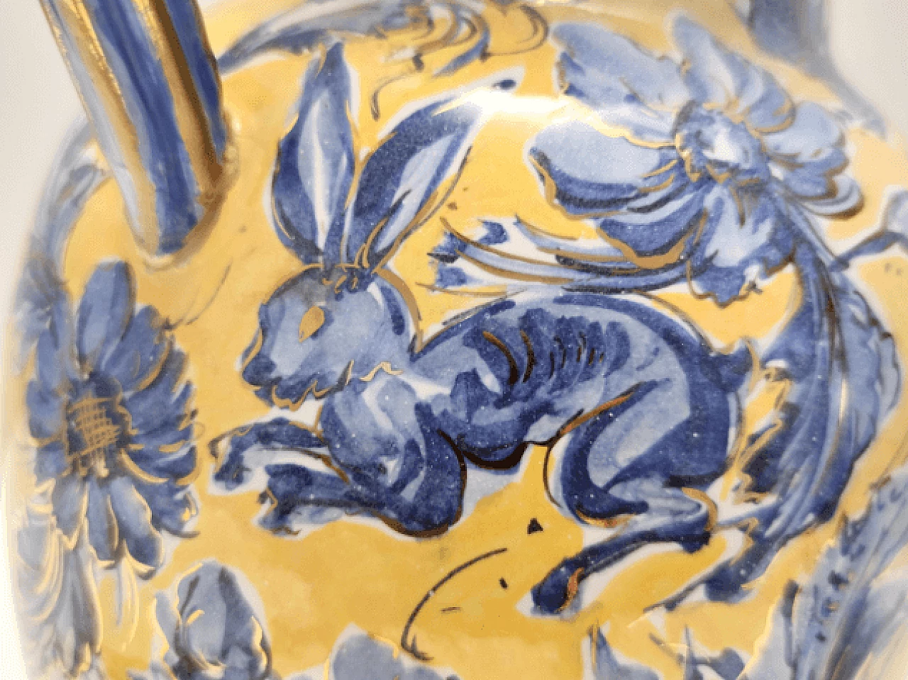 Yellow and blue ceramic amphora vase by Zulimo Aretini, 1950s 10