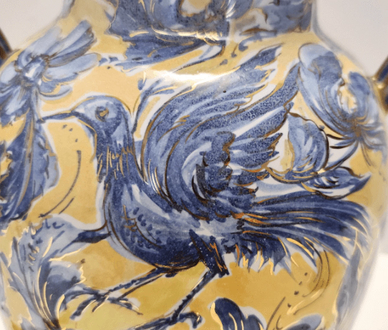 Yellow and blue ceramic amphora vase by Zulimo Aretini, 1950s 12