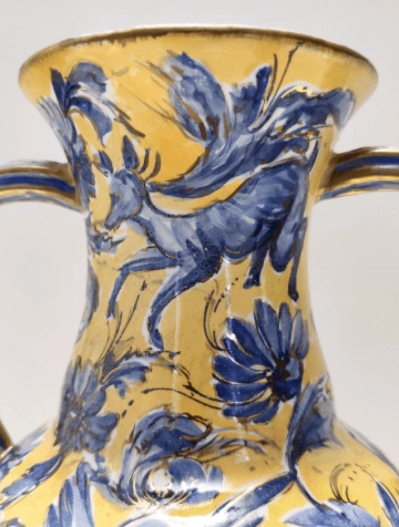 Yellow and blue ceramic amphora vase by Zulimo Aretini, 1950s 14