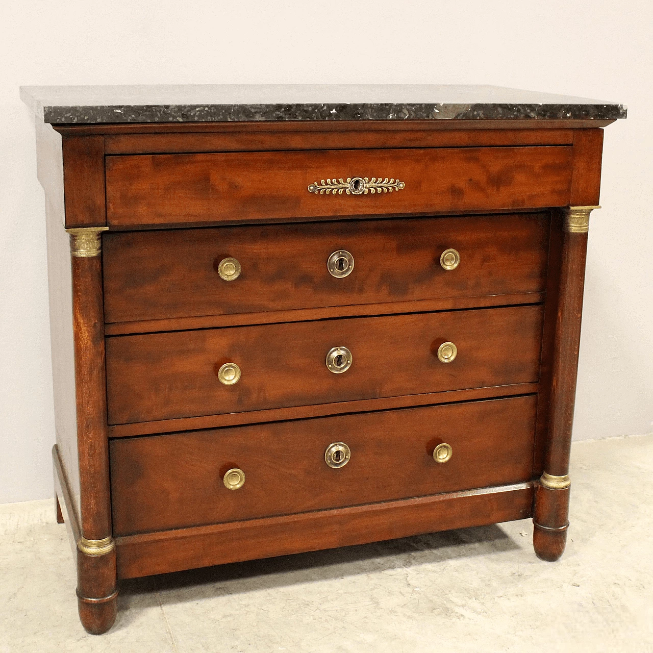 Empire mahogany commode with marble top, early 19th century 1