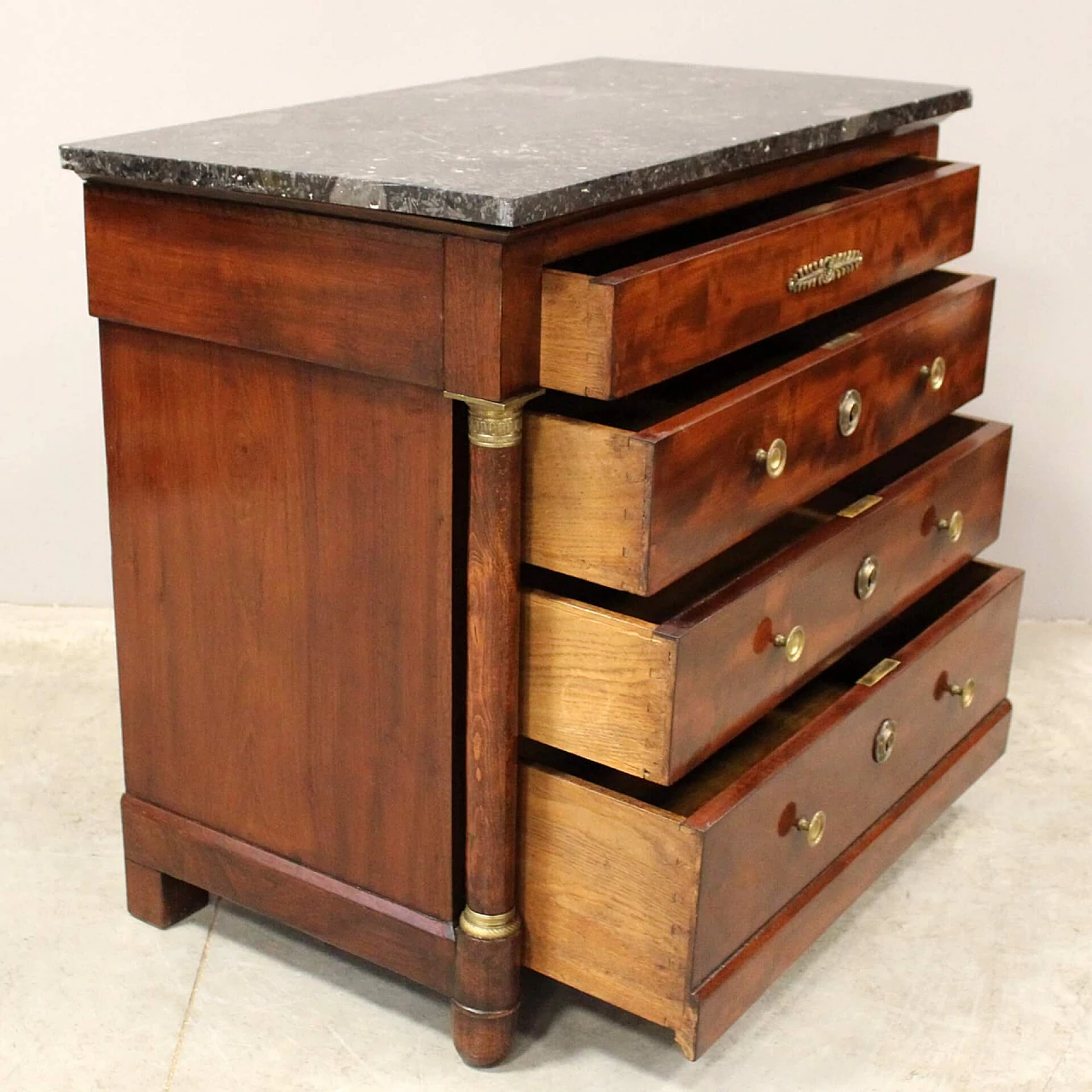 Empire mahogany commode with marble top, early 19th century 2