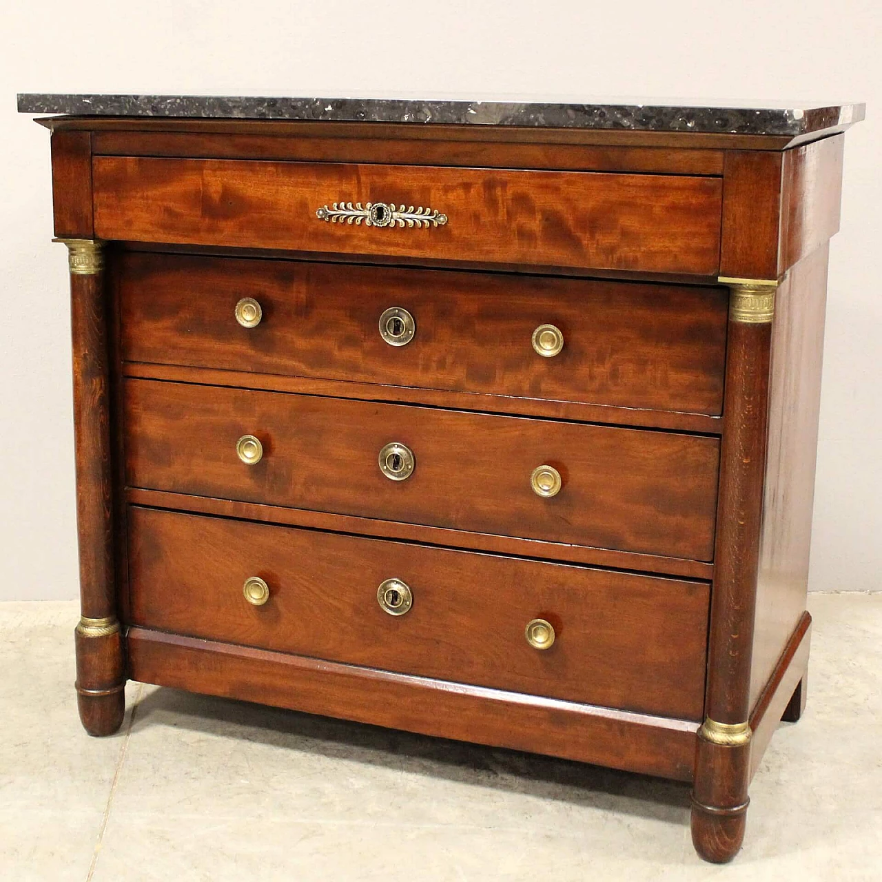 Empire mahogany commode with marble top, early 19th century 3