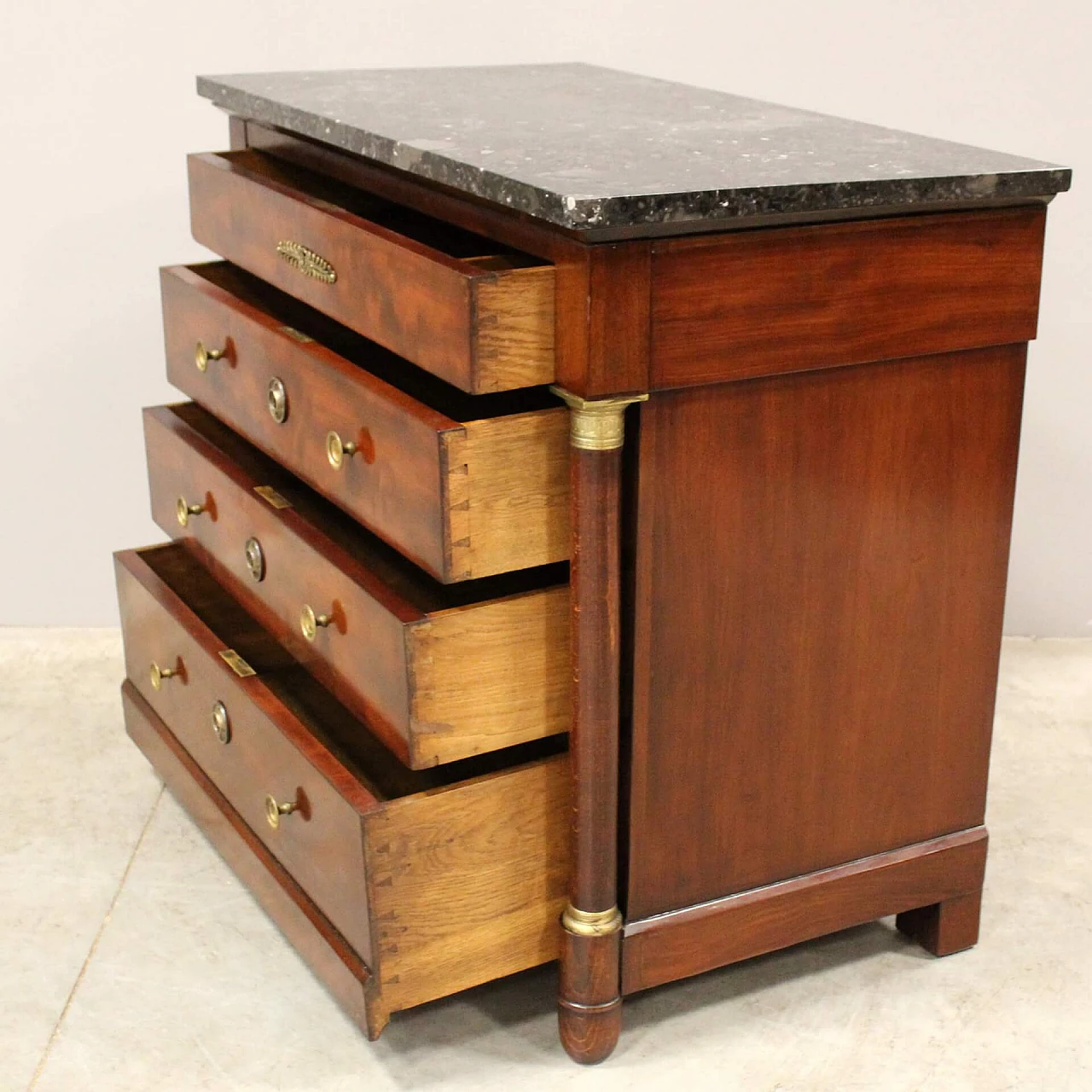 Empire mahogany commode with marble top, early 19th century 4