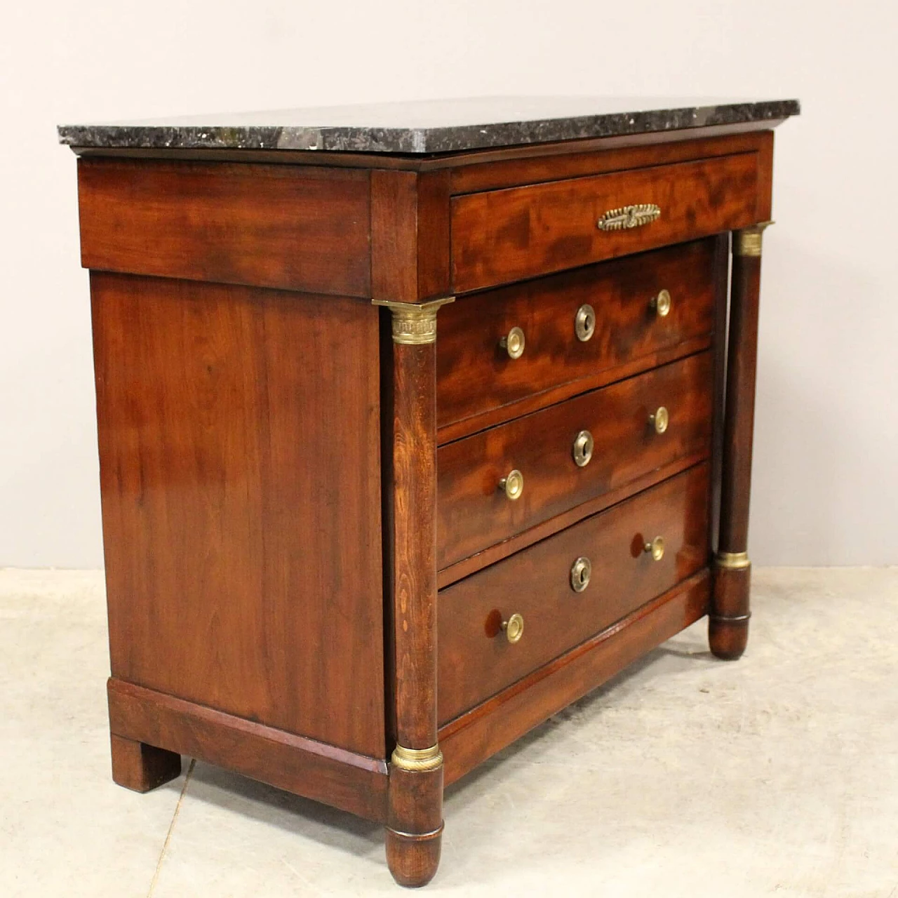 Empire mahogany commode with marble top, early 19th century 5
