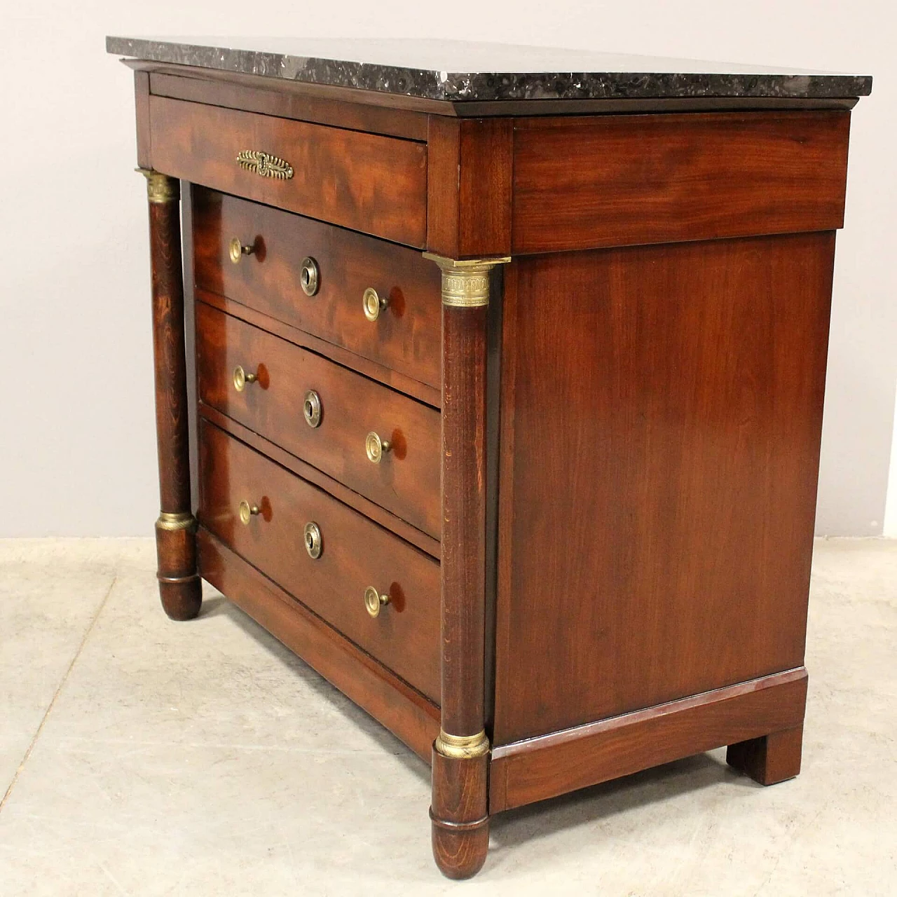 Empire mahogany commode with marble top, early 19th century 6