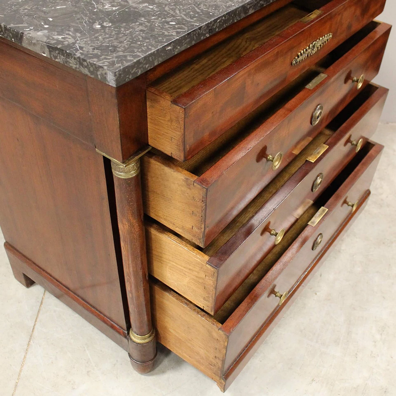 Empire mahogany commode with marble top, early 19th century 10