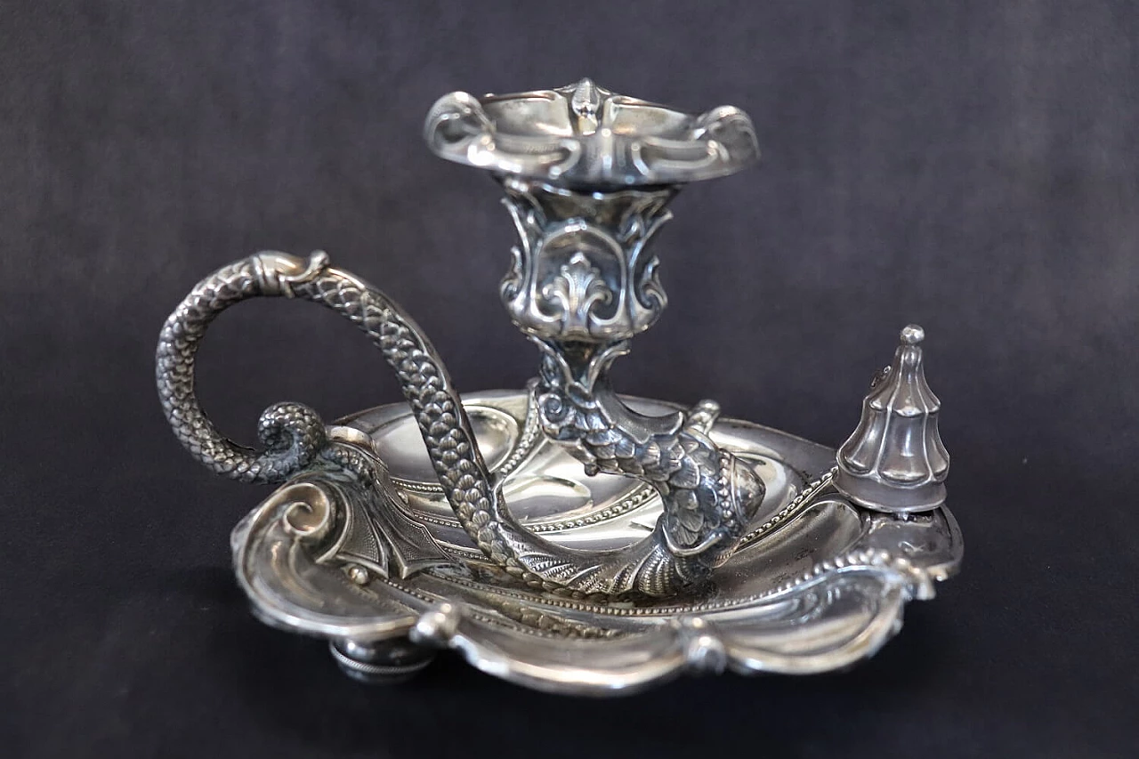 Candeliere Art Nouveau in argento di Wilhelm Binder, fine '800 3