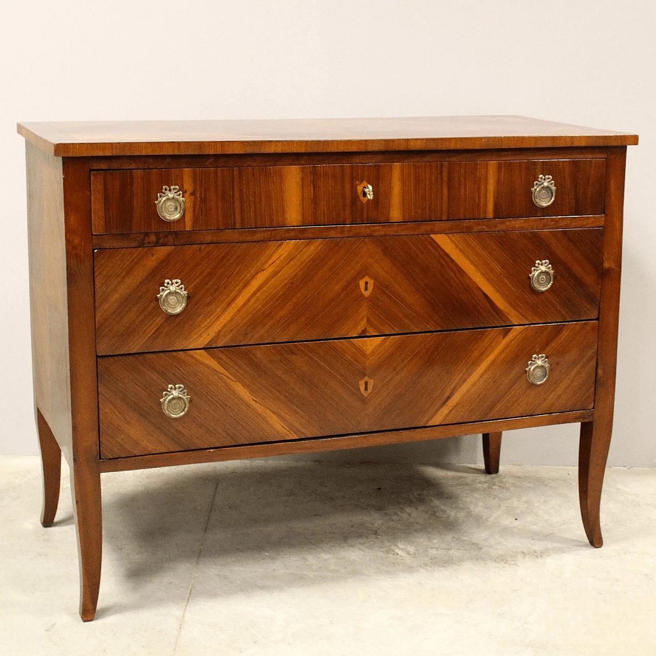 Directoire solid walnut and walnut paneled commode, late 18th century 1