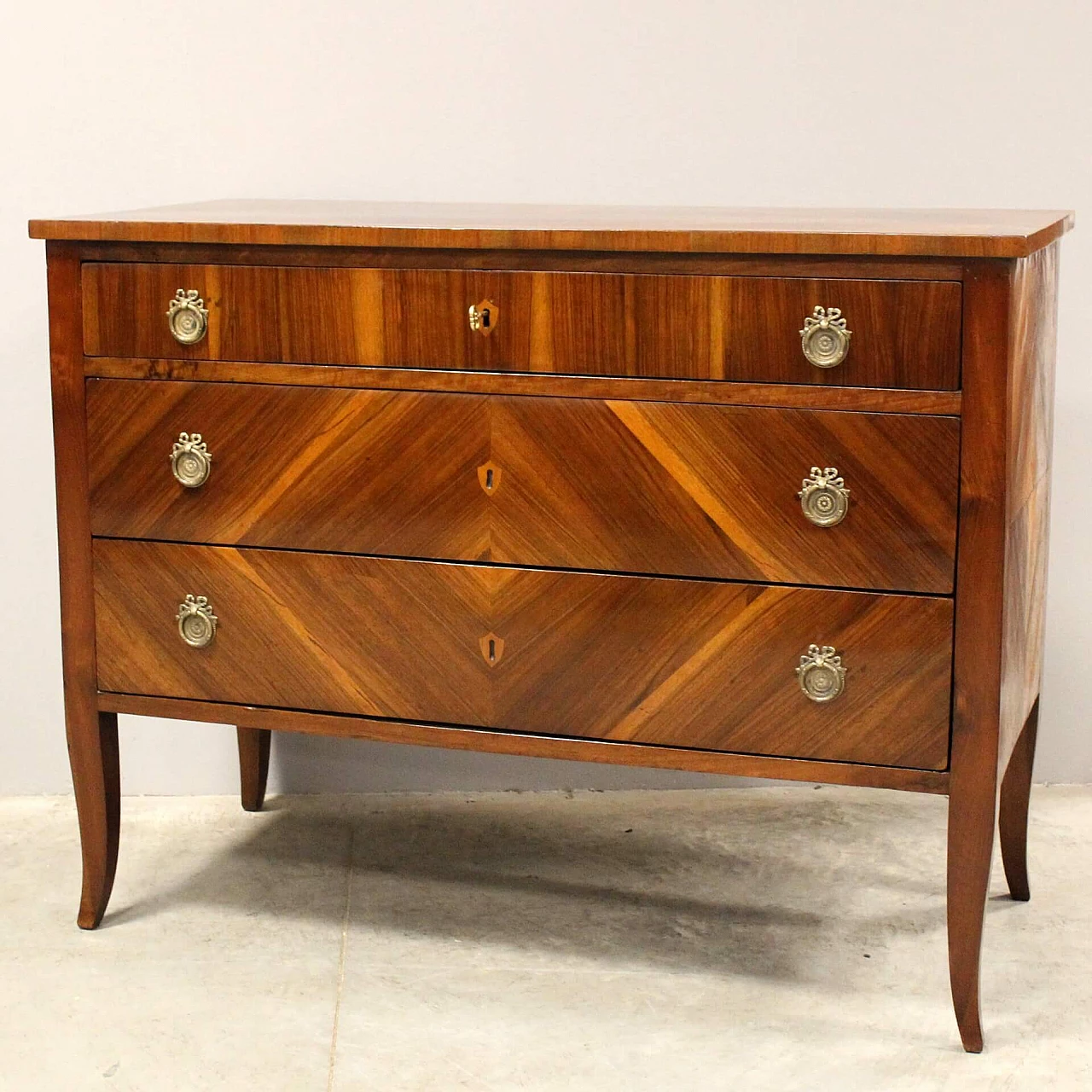 Directoire solid walnut and walnut paneled commode, late 18th century 3