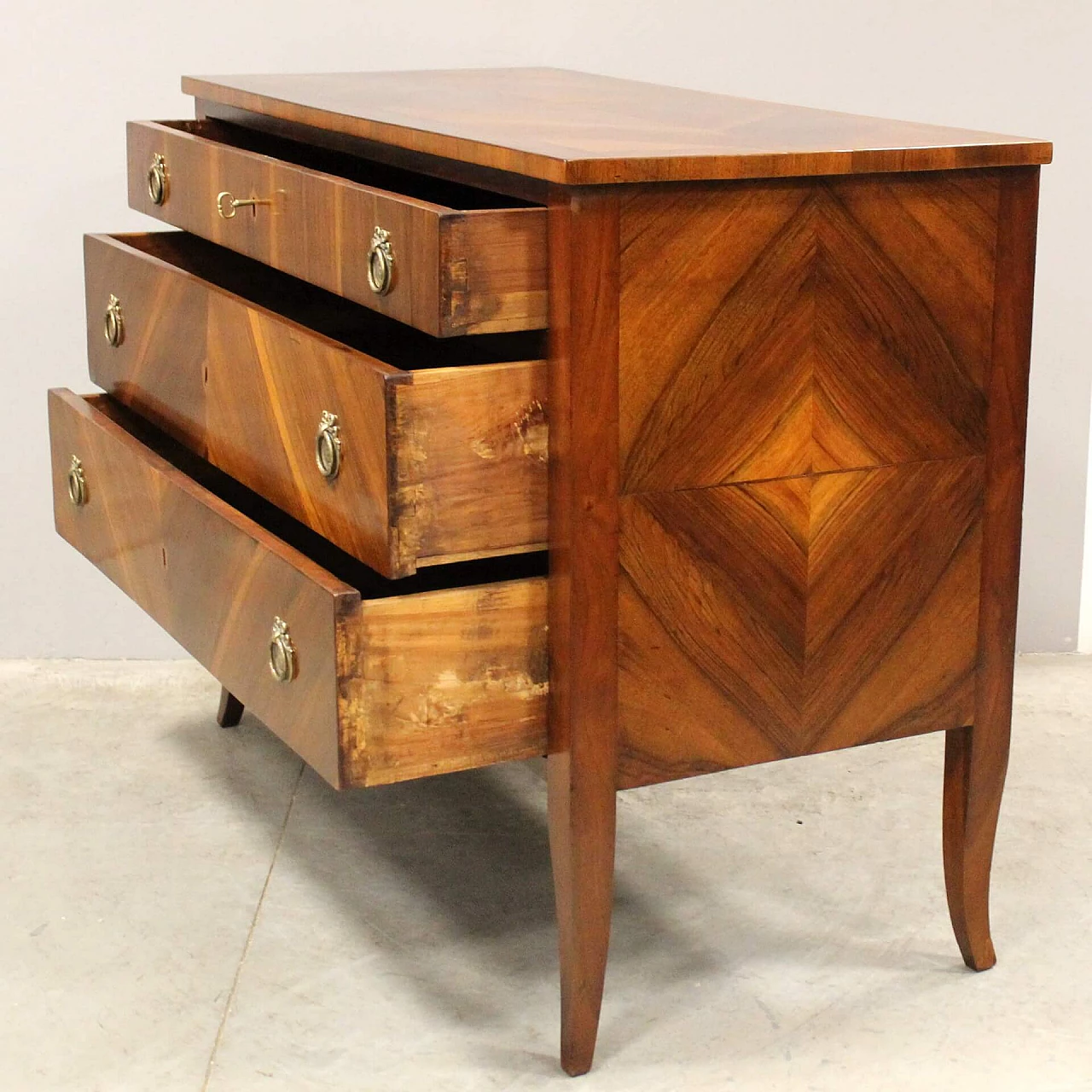 Directoire solid walnut and walnut paneled commode, late 18th century 5