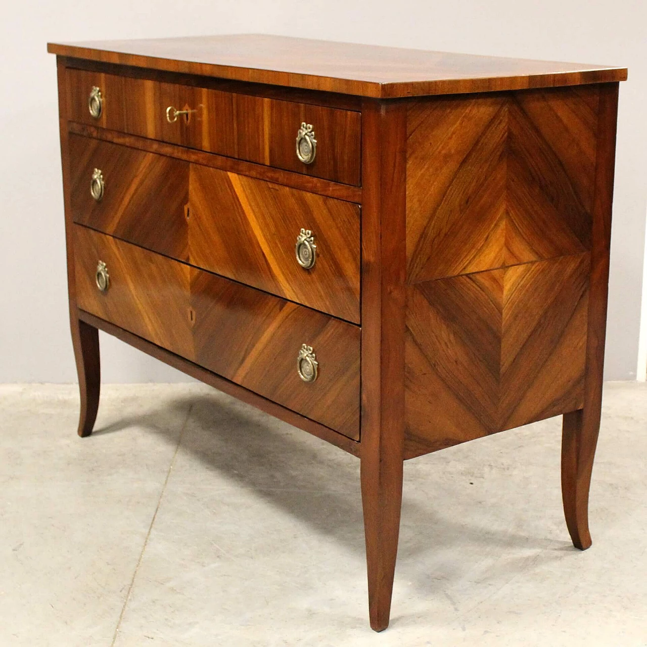 Directoire solid walnut and walnut paneled commode, late 18th century 8