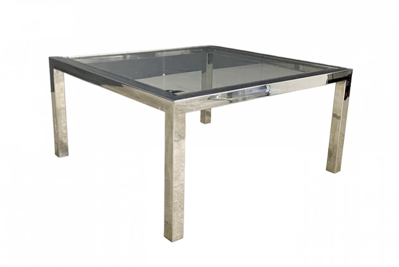 Brass, chromed metal and glass coffee table by Turri, 1970s 2