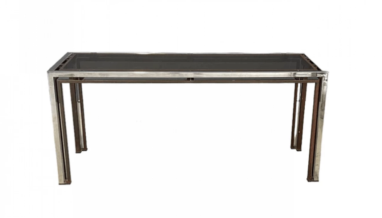 Chromed metal, brass and plexiglass console by Romeo Rega, 1970s 2