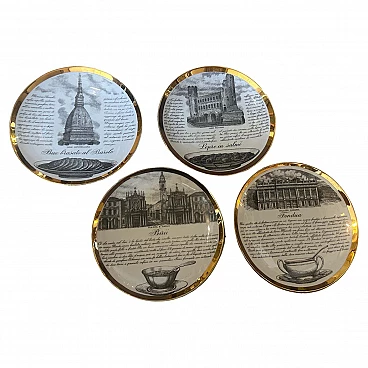 4 Porcelain wall plates by Piero Fornasetti for Fiat, 1970s