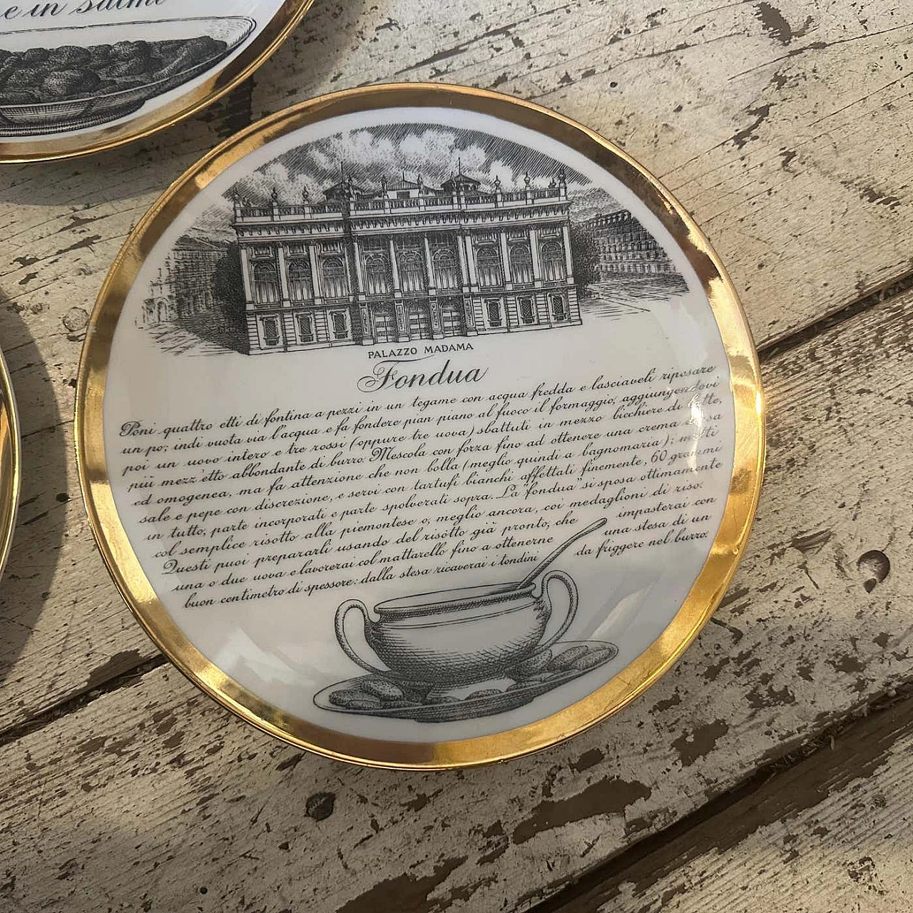 4 Porcelain wall plates by Piero Fornasetti for Fiat, 1970s 3
