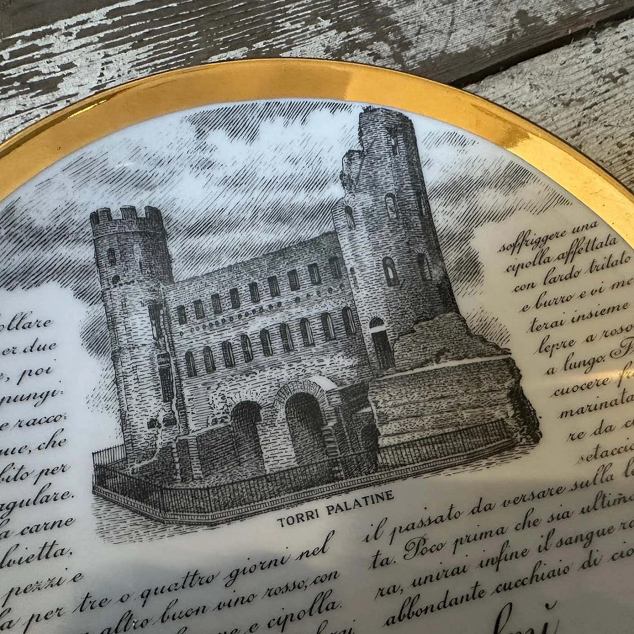 4 Porcelain wall plates by Piero Fornasetti for Fiat, 1970s 9