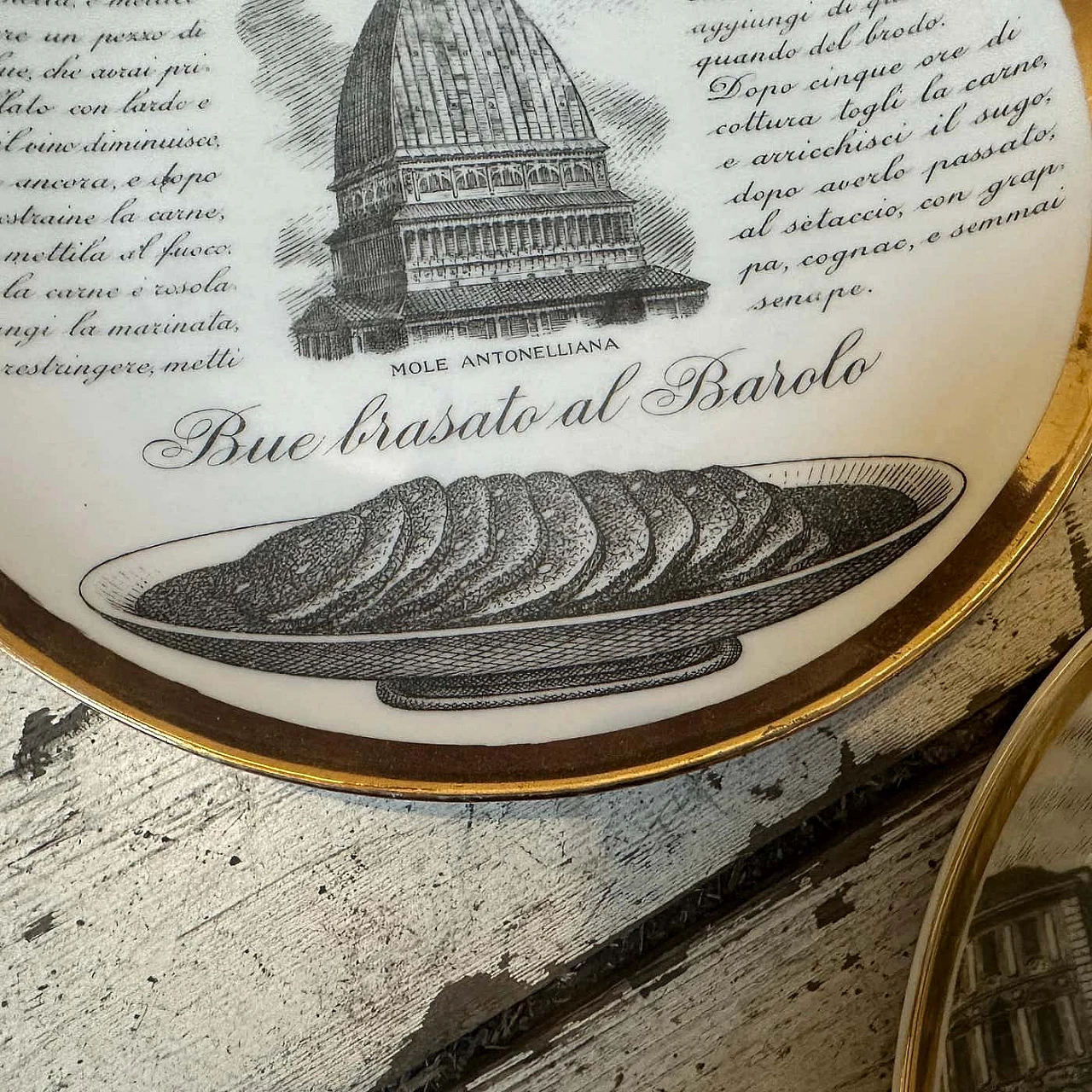 4 Porcelain wall plates by Piero Fornasetti for Fiat, 1970s 11