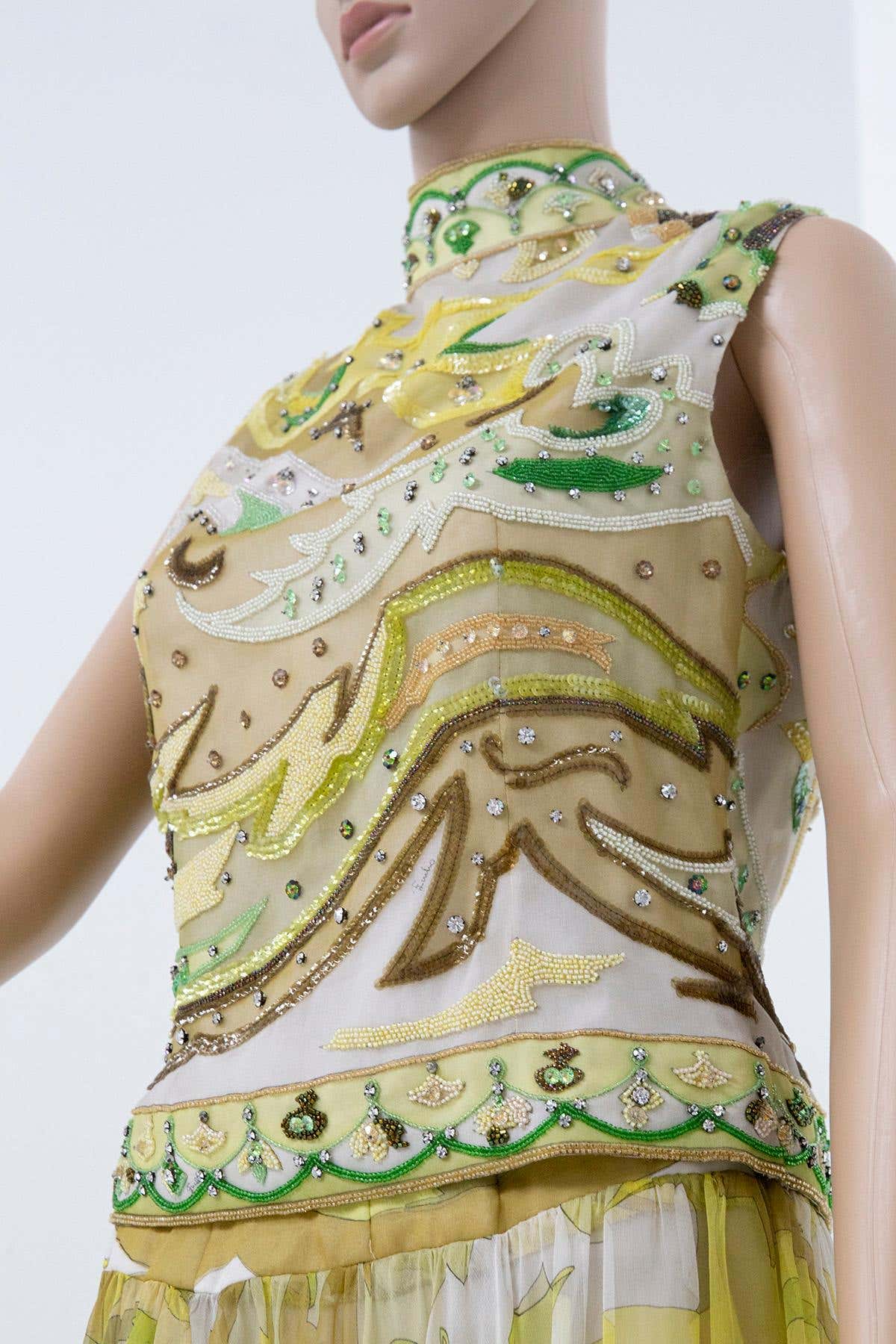 emilio pucci beaded dress New EMILIO PUCCI Fully Beaded Silk Nude Pink Cocktail Dress w/Slip IT 42 - US 8