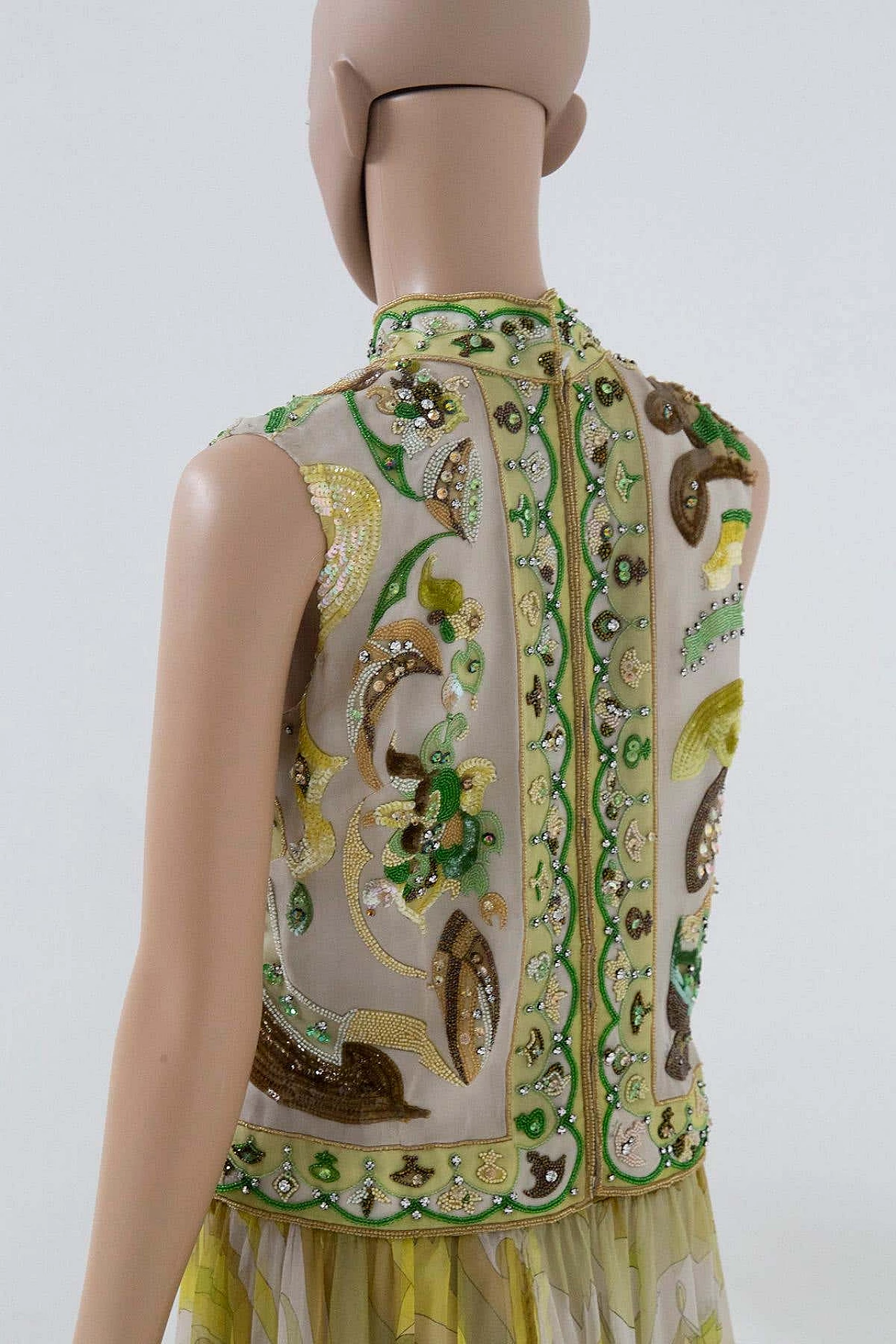 Rhinestone, sequin and silk evening dress by Emilio Pucci, 1970s 8