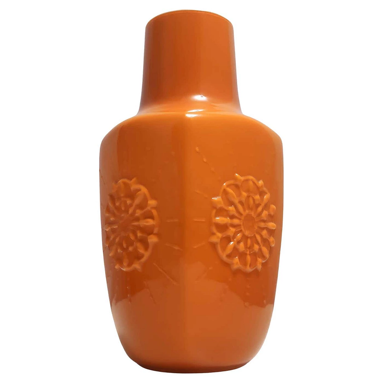Orange incamiciato blown glass vase, 1970s 13