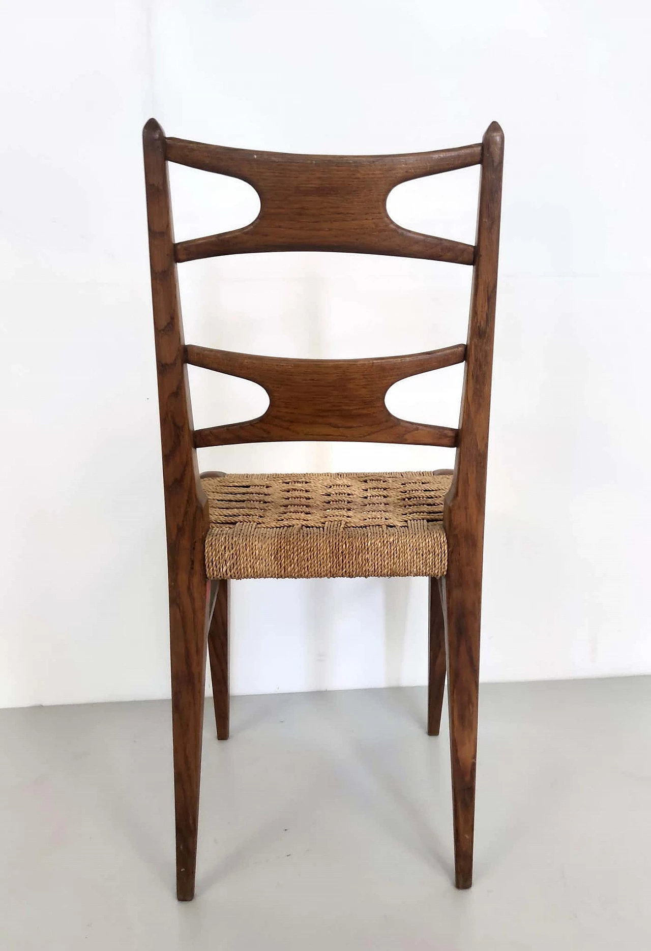 Pair of solid oak and rattan chairs, 1940s 6
