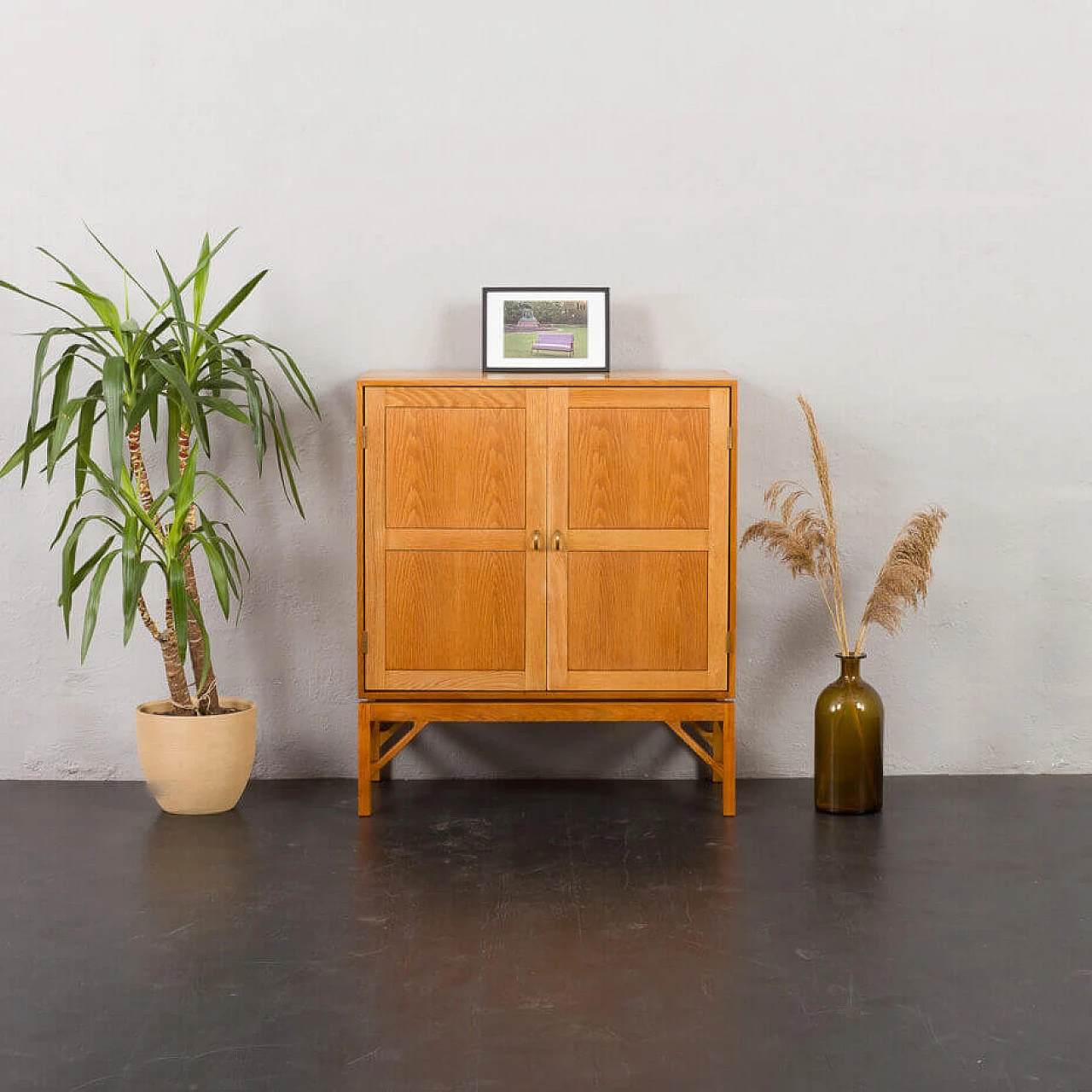 Solid oak vinyl cabinet by Christen Hvidt for Soborg Mobelfabrik, 1970s 1