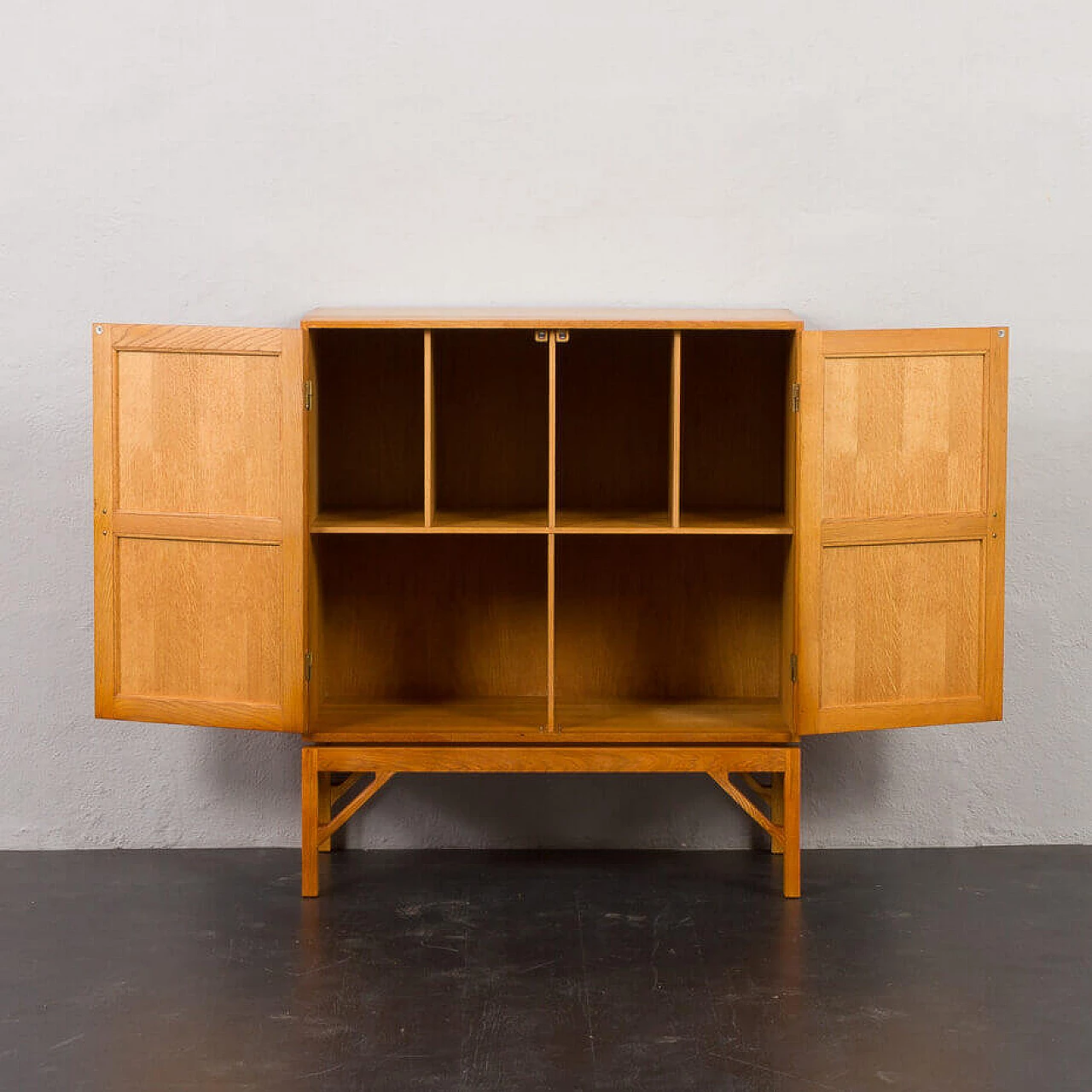 Solid oak vinyl cabinet by Christen Hvidt for Soborg Mobelfabrik, 1970s 5