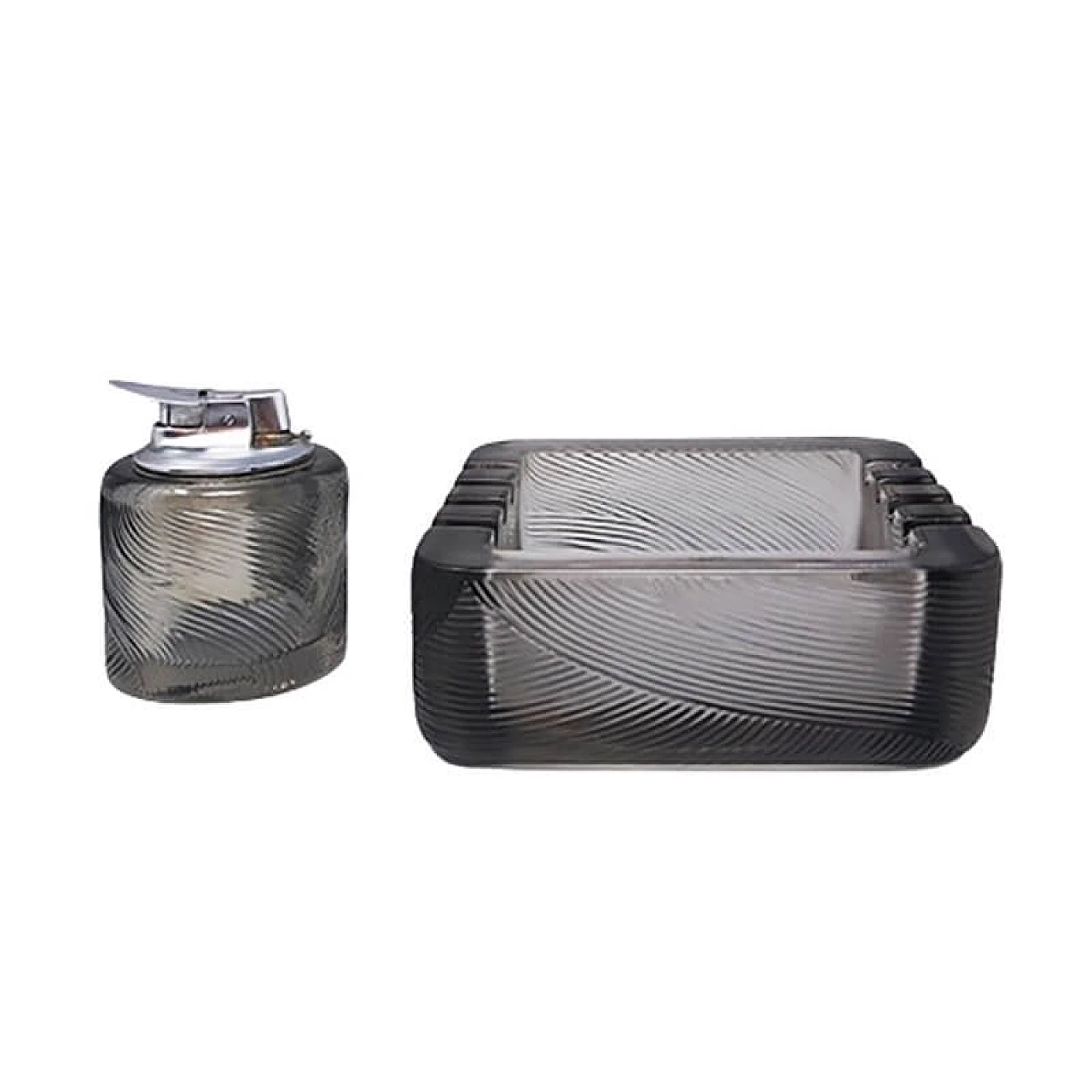 Accendino da tavolo e posacenere in cristallo di Sergio Asti per Arnolfo di Cambio, anni '70 1