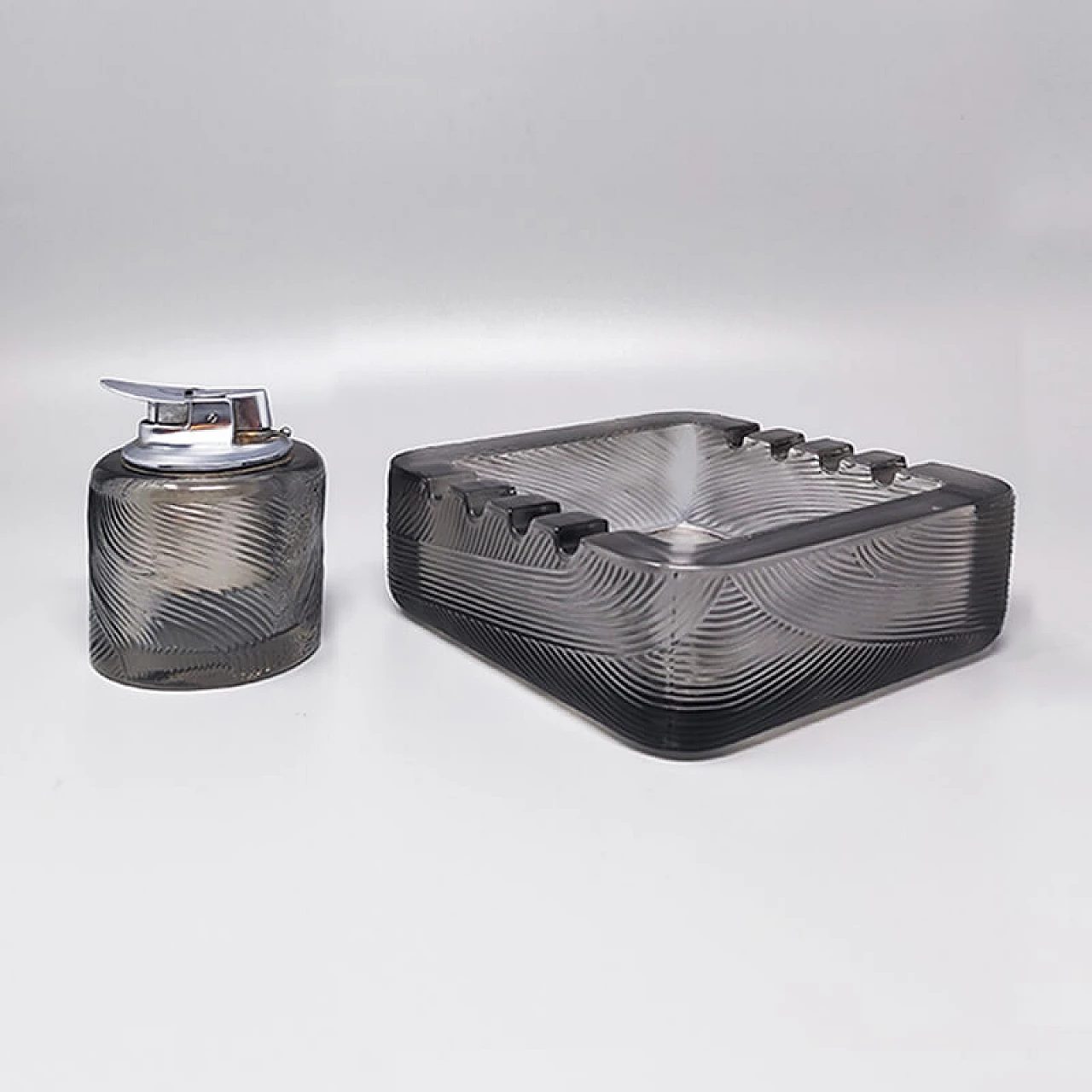 Accendino da tavolo e posacenere in cristallo di Sergio Asti per Arnolfo di Cambio, anni '70 3