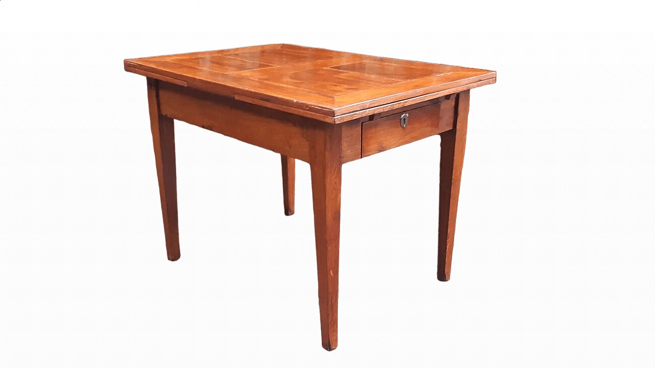 Tavolo allungabile in noce e rovere, seconda metà '800 10