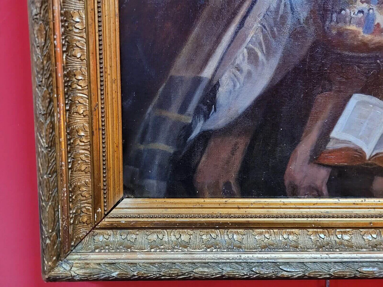 Natura morta con vaso cinese e libri, olio su tela, fine '800 2